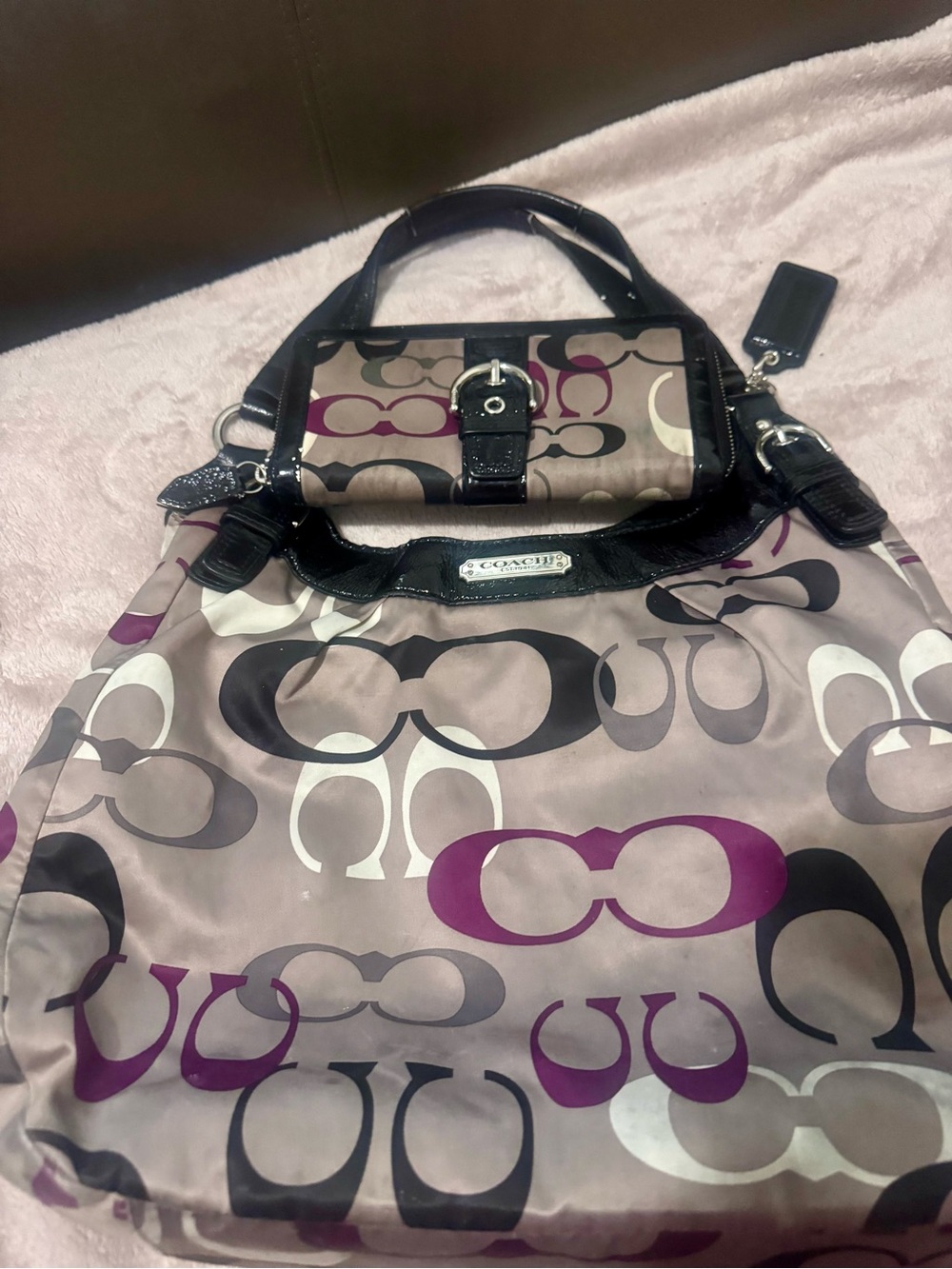 Coach Soho Optic Print Large Signature bag with matching wallet